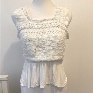 White Crochet Sleeveless Top